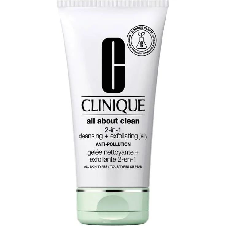 Clinique All About Clean 2-in-1 Cleansing + Exfoliating Jelly Anti-Pollution 150 ml mit tiefenreinigender Wirkung, für einen strahlenden Teint für alle Hauttypen