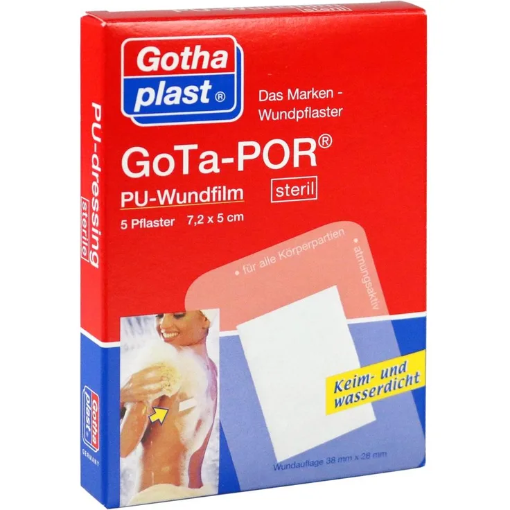 Gothaplast Gota-POR PU Wundfilm 7,2x5 cm Steril Pflaster, 5 Stück
