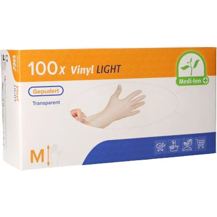 Medi-Inn PS 100 Handschuhe, Vinyl gepudert Light transparent Größe M