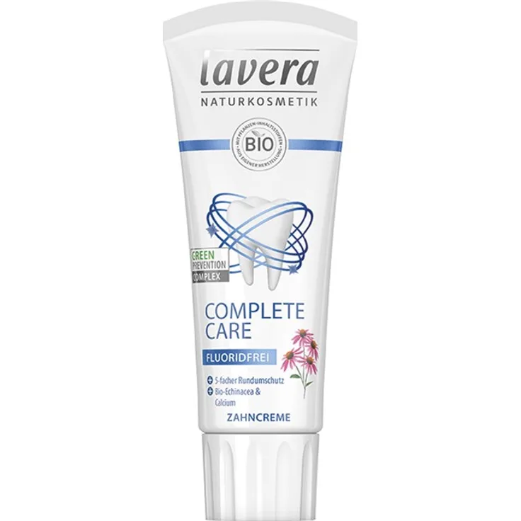 Lavera Complete Care Zahncreme fluoridfrei 75 ml, Green Prevention Complex, entfernt schonend Zahnbelag