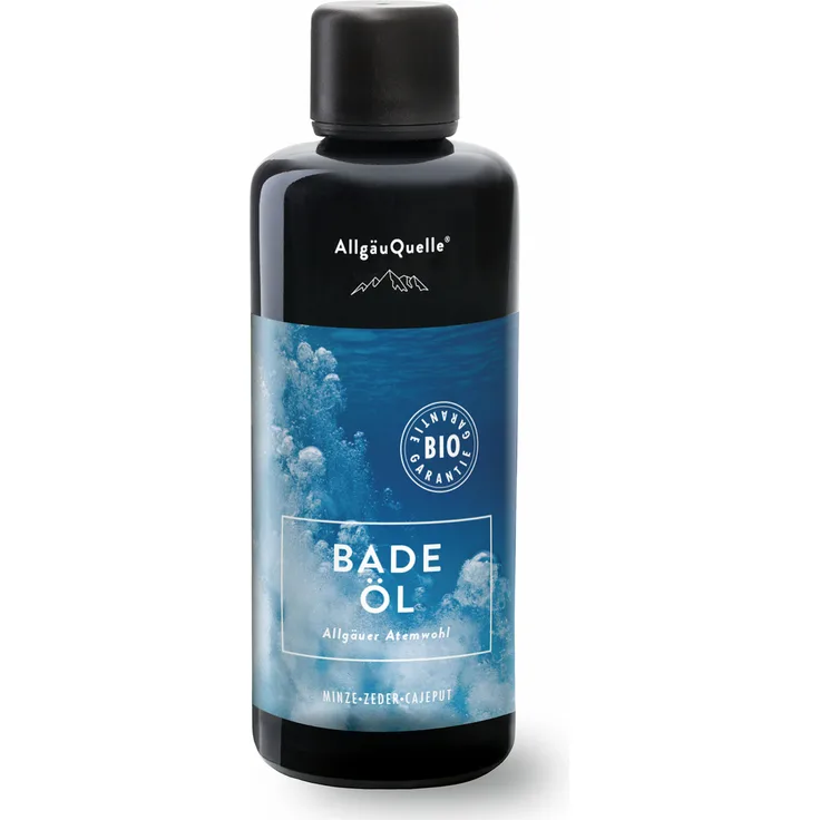 Allgäuquelle Bio-Badeöl Mit 100% Bio-Öle Allgäuer Atemwohl Jojoba Minze Zeder Cajeput 100 ml