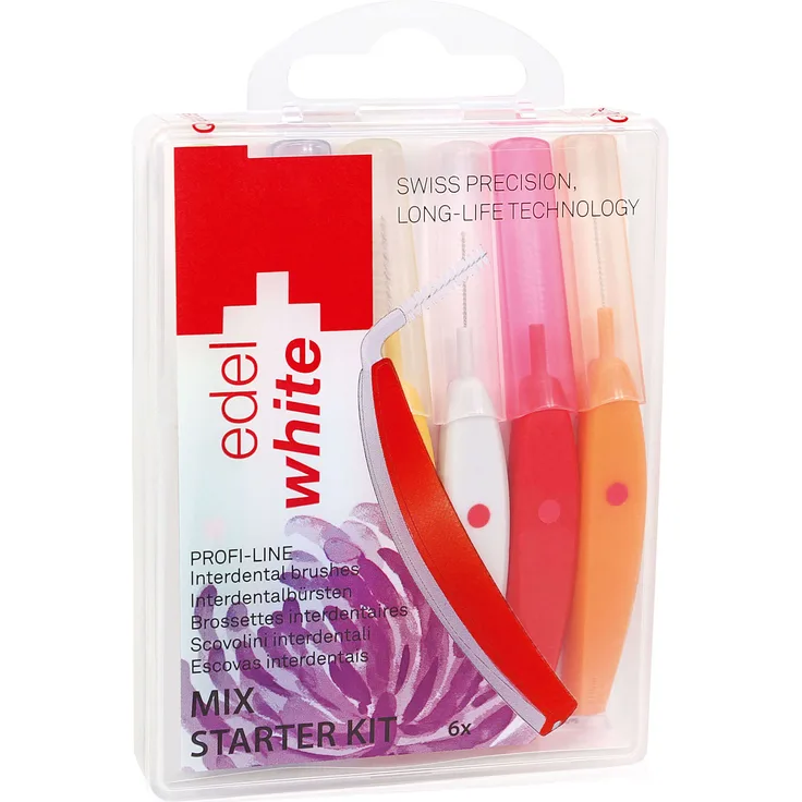 Edel&White Interdentalbürsten Starter Kit zur gründlichen Zahnzwischenraumreinigung 6er-Pack Interdentalbürsten