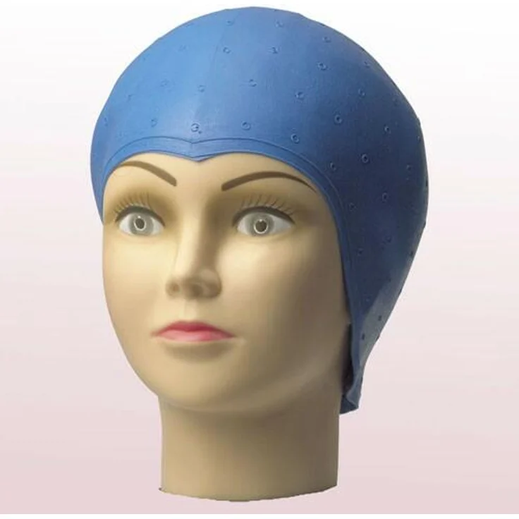 Comair Strähnenhaube Latex Gummi gelocht, blau