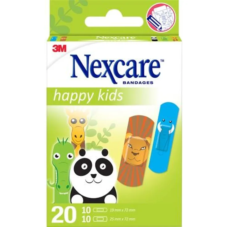 3M Medica Nexcare happy kids Pflasterstrips Tiere 2 Größen 20 St.
