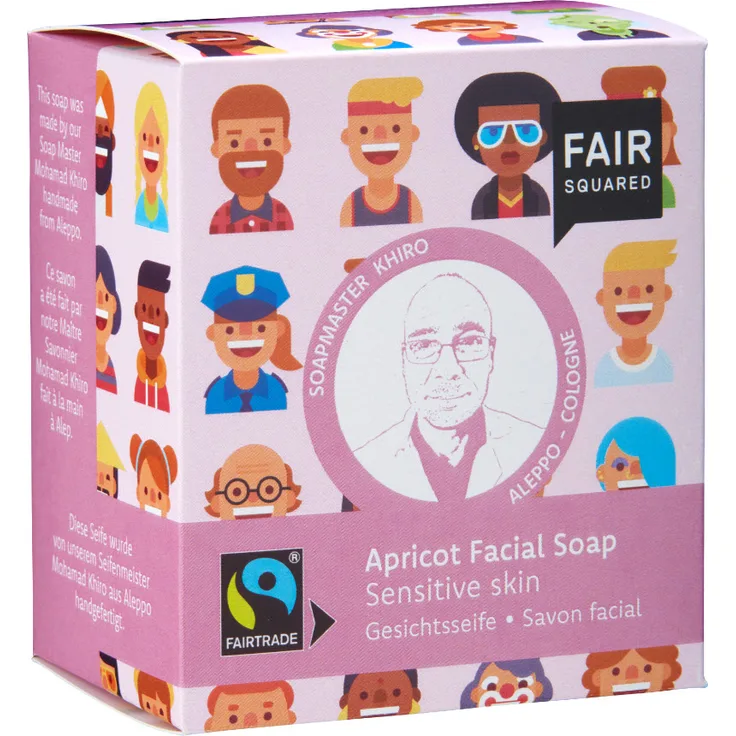 Gesichtsseife, Facial Soap Apricot Sensitive Skin, für sensible trockene Haut, 2x 80 g, von FAIR SQUARED