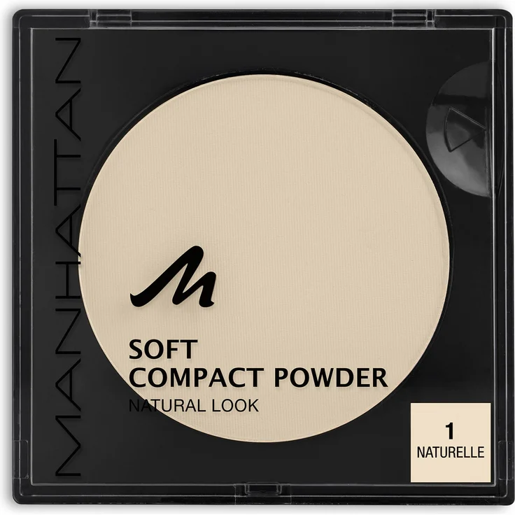Manhattan Cosmetics Soft Compact Powder Helles Kompakt Puder Mit Puderquaste für einen matten und ebenmäßigen Teint Farbe Naturelle 1 9 g – Bild 1