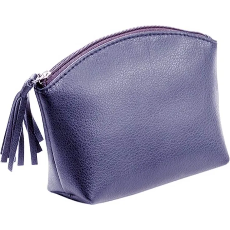 Alassio Kosmetiktasche aus echtem Leder, mit Reißverschluss und Lederzipper, ca. 15,5 x 11 x 5,5 cm Handtaschenhalter, 16 cm, Blau