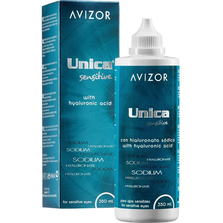 Avizor Unica Sensitive 350 ml All-in-One-Lösung geeignet für weiche Kontaktlinsen, inkl. Aufbewahrungsbehälter
