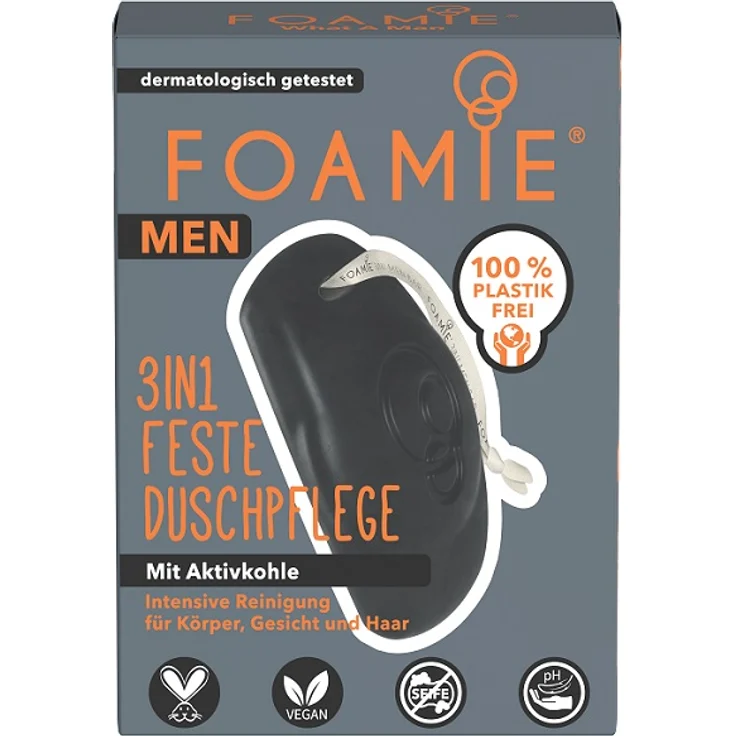 Foamie 3 in 1 Feste Duschpflege For Men - What A Man 90 g – Bild 1