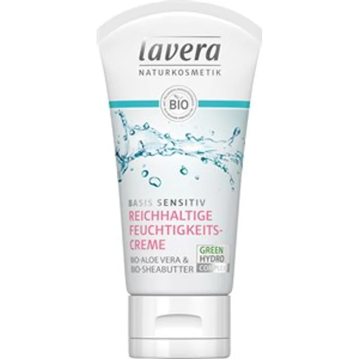 lavera Gesichtspflege Basis Sensitiv Reichhaltige Feuchtigkeitscreme Gesichtscreme 50 ml mit feuchtigkeitsspendender Wirkung