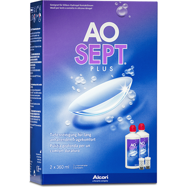 Alcon Aosept Plus 2 x 360 ml Peroxid-System für weiche & harte Kontaktlinsen, inkl. 2 Aufbewahrungsbehälter - Preisvergleich