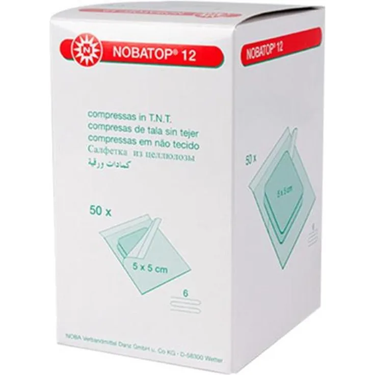 Noba Nobatop 12 sterile Vliesstoffkompressen 6- lagig 50 x 2 Stück 5 x 5 cm