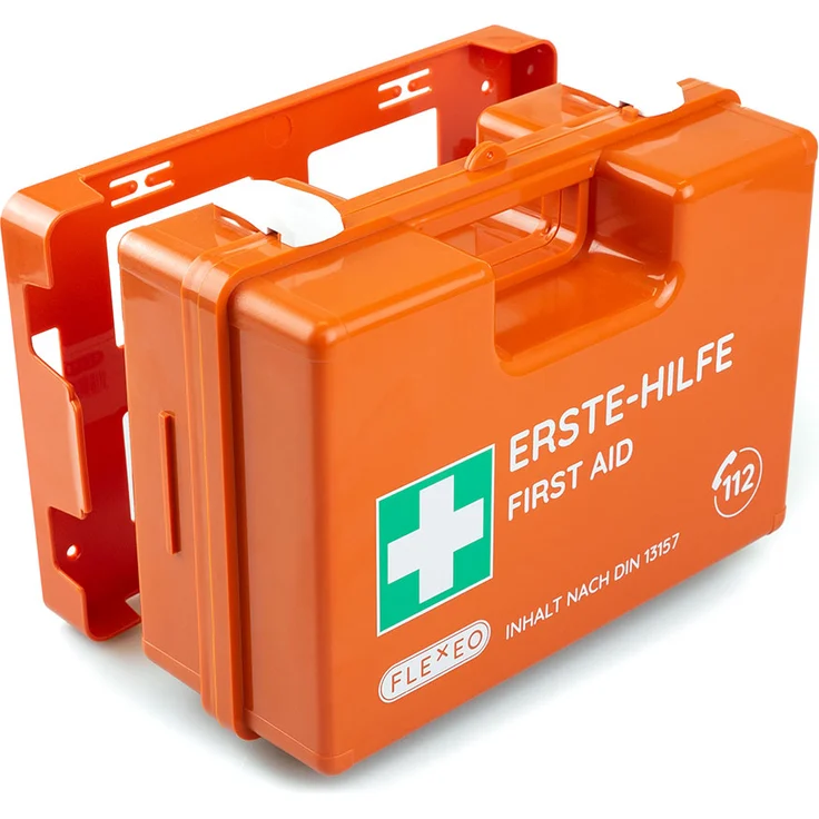 Flexeo Erste-Hilfe-Koffer DIN13157 orange inkl. Wandhalterung zur einfachen Montage – Bild 2