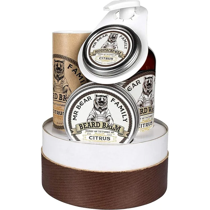 Mr. Bear Family Beard Kit Citrus, Bear Family Beard Brew Citrus Bartöl 30 ml, Bear Family Beard Balm Citrus Bartbalsam 30 ml, Bear Family Moustache Wax Citrus Bartwachs 30 ml