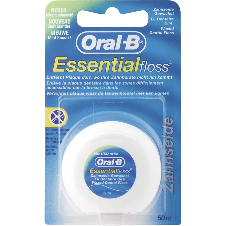 Oral-B Essential Zahnseide Minze, 50 m, 12er Pack, für ein strahlend sauberes Lächeln