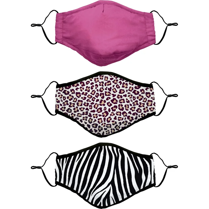 Gesichtsmasken-Set aus Baumwolle - Leo-Zebra-Pink 3-tlg.