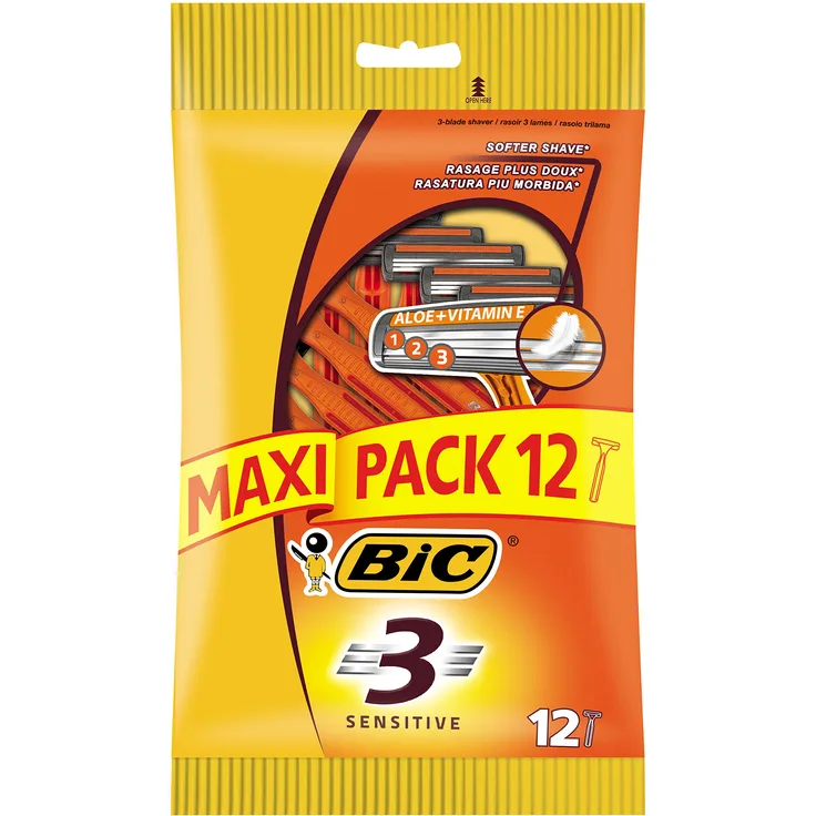 Bic Einwegrasierer mit 3 Klingen, Maxipack mit 12 Rasierern