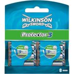 Wilkinson Sword Protector 3 Rasierklingen für Herren, 8 Klingen Rasierer, 8 St