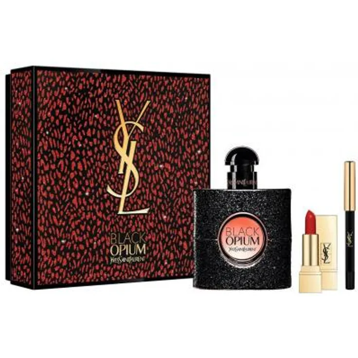 Yves Saint Laurent Black Opium Set Eau de Parfum (EdP) 50 ml + Miniature Rouge Pur Couture N°1 Le Rouge + Miniature Dessin du Regard N°1 Noir