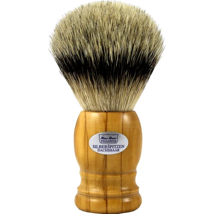 Hans Baier Exclusive Rasierpinsel Silberspitze Olivenholz - Gr. 3
