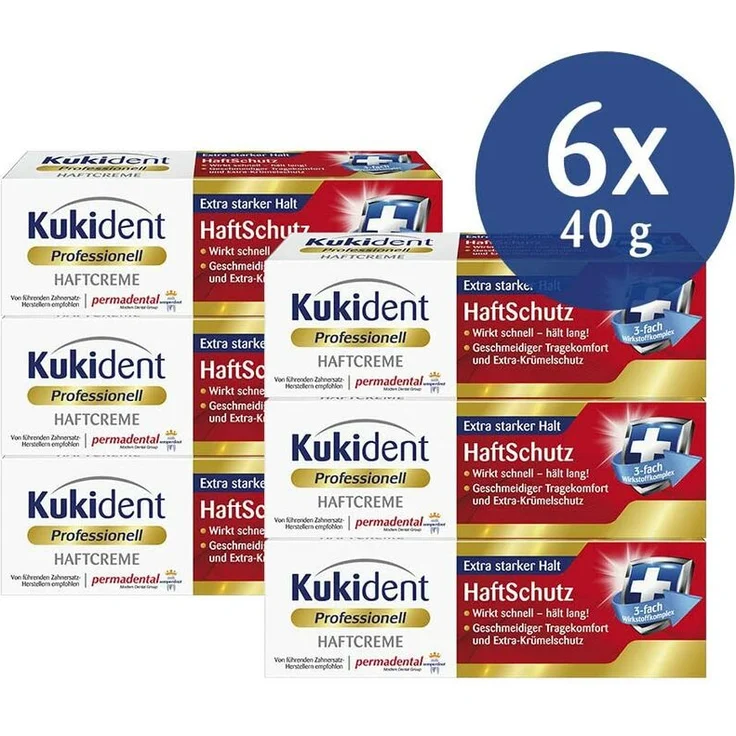 Haftcreme Haftschutz für die Dritten Zahnersatz Gebiss 6 x 40 g - Kukident