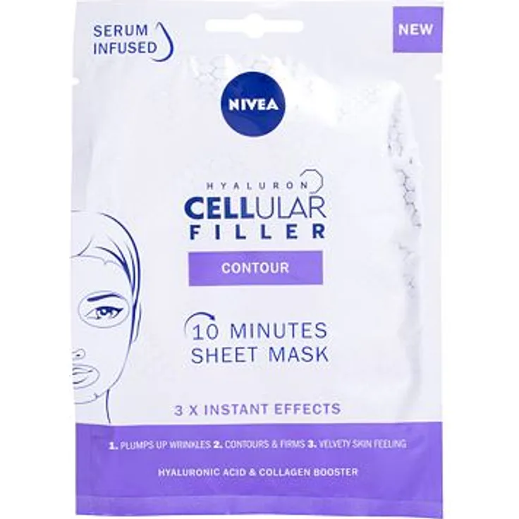 Nivea Hyaluron Cellular Filler 10 Minutes Sheet Mask Tuchmaske gegen Falten Und Zur Straffung Der Konturen 1 St.
