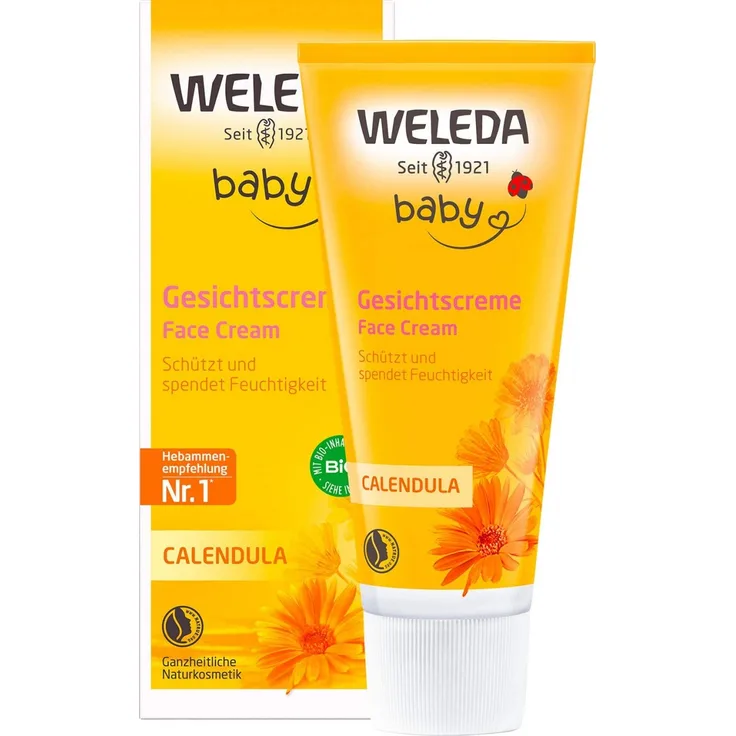 Weleda Baby Calendula Gesichtscreme 50 ml mit feuchtigkeitsspendender Wirkung für sensible Haut