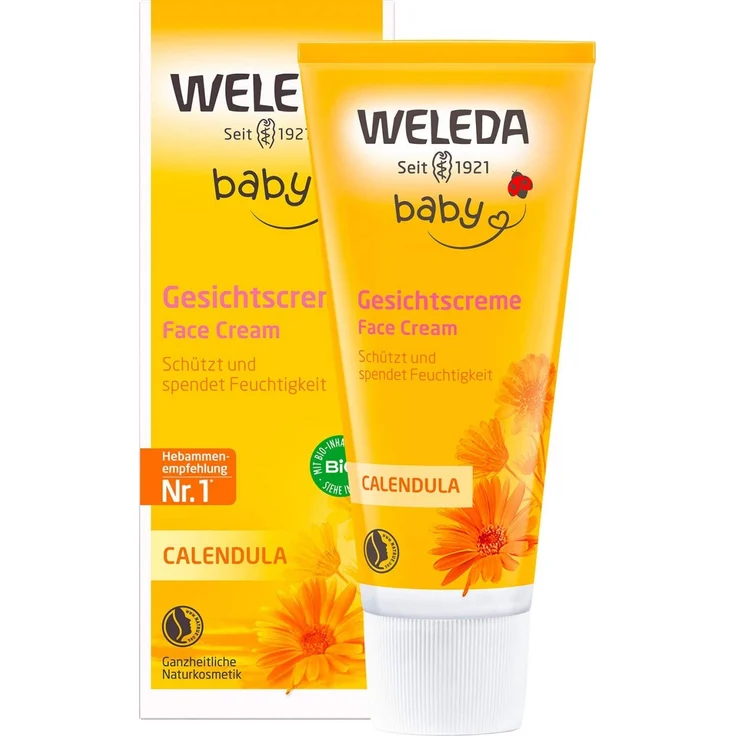 Weleda Baby Calendula Gesichtscreme 50 ml mit feuchtigkeitsspendender Wirkung für sensible Haut – Bild 1
