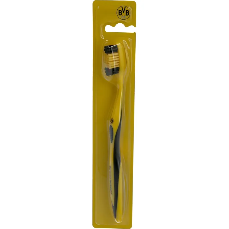 Borussia Dortmund BVB-Zahnbürste, mit Borussia Dortmund Schriftzug und kleinen BVB Emblem