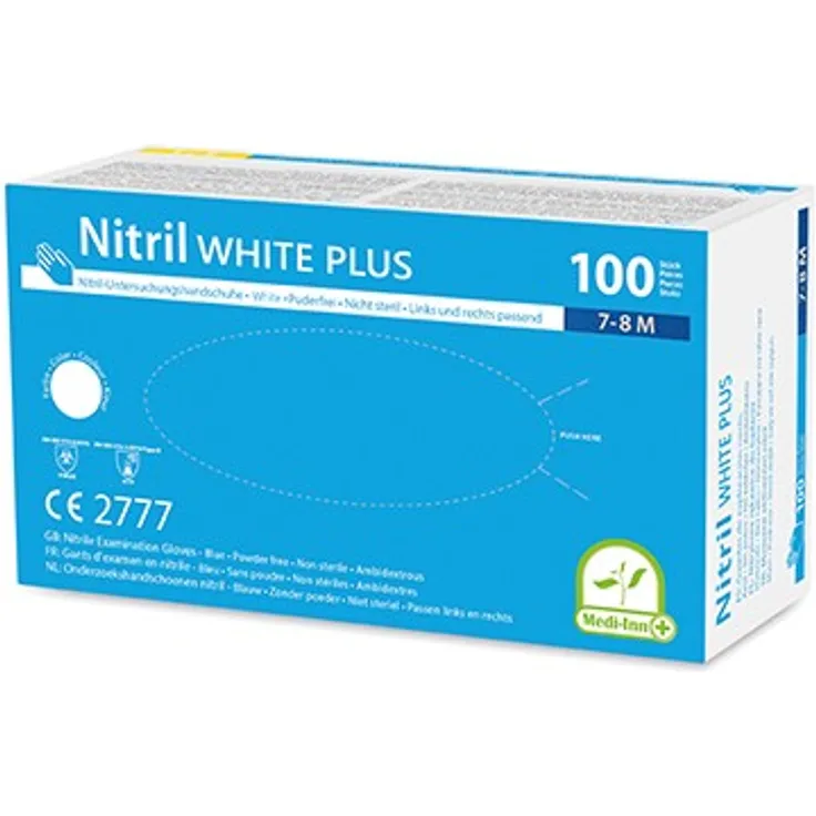 Medi-Inn PS 100 Handschuhe, Nitril puderfrei White Plus weiss Größe M