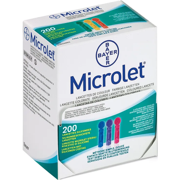 Ascensia Diabetes Care Microlet Lanzetten Farbig, 200 Stück