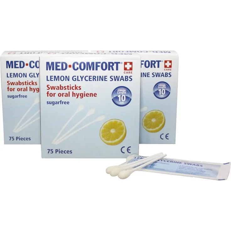 AMPri Lemon Glycerin Wattestäbchen für Mundhygiene 75 Stück 150 mm