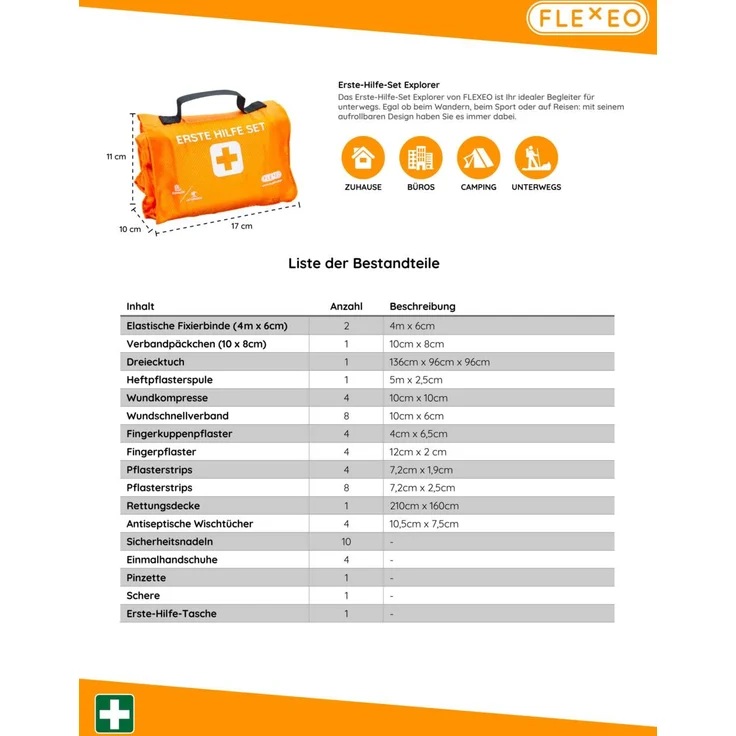 Flexeo Erste-Hilfe-Tasche Explorer aus Nylon mit 136-tlg. Set – Bild 9