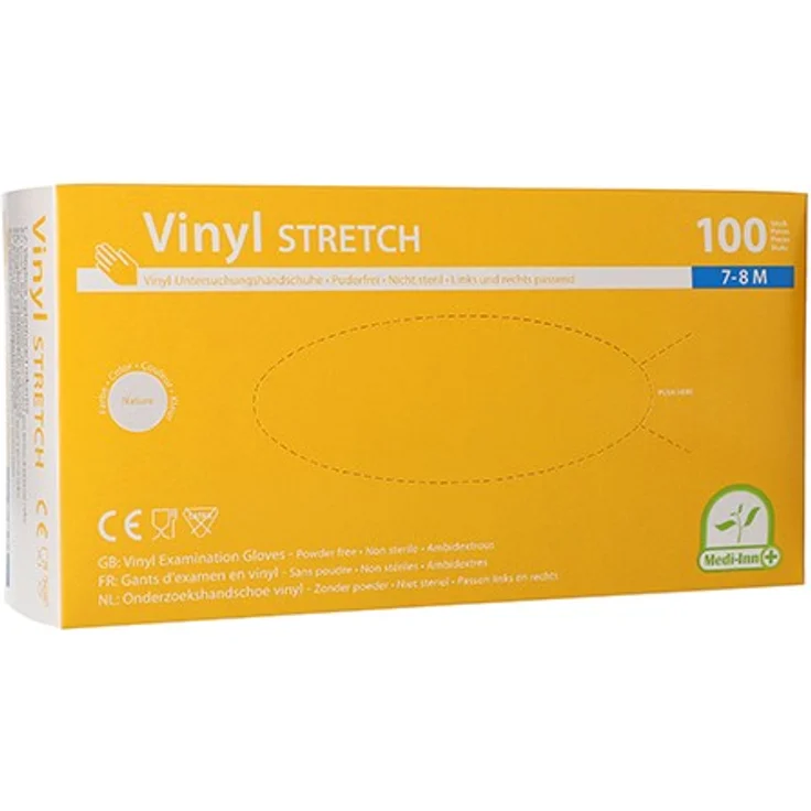 Medi-Inn 100 Handschuhe, Vinyl puderfrei Stretch Größe M