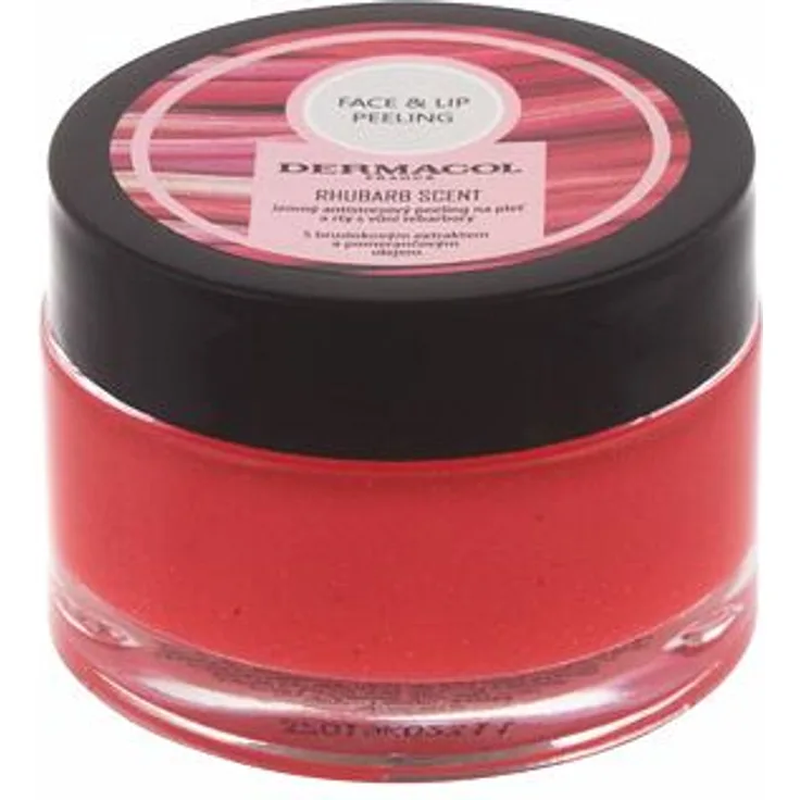 Dermacol Face & Lip Peeling Rhubarb Scent Zuckerpeeling für Gesicht und Lippen gegen müde Haut 50 g für Frauen