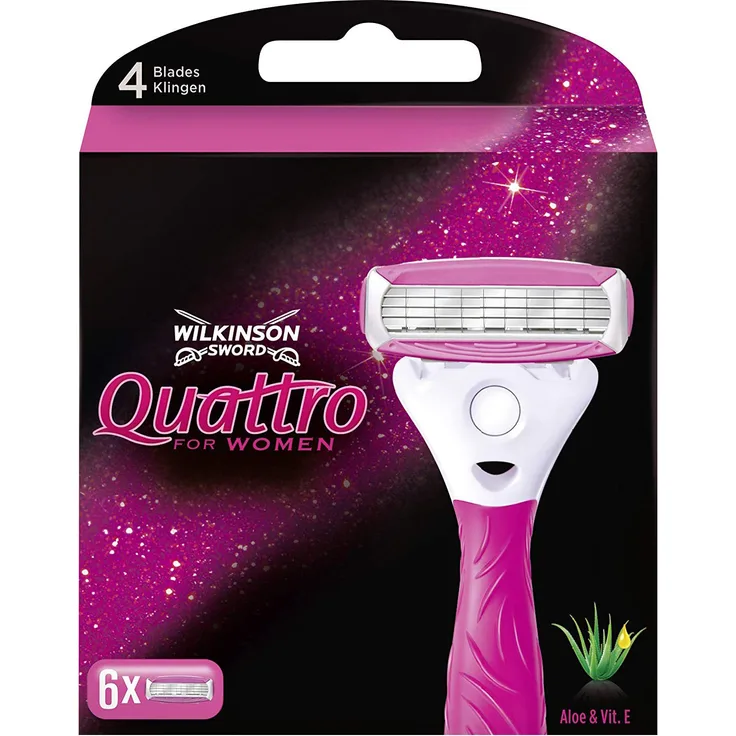 Wilkinson Sword Quattro for Women Rasierklingen für Damen Rasierer, 6 Stück