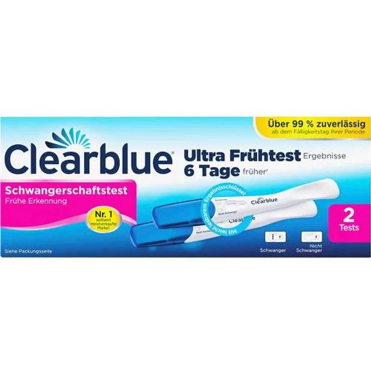 Clearblue Schwangerschaftstest frühe Erkennung 2 Stück, schnell, unkompliziert und zuverlässig - Preisvergleich – Bild 1