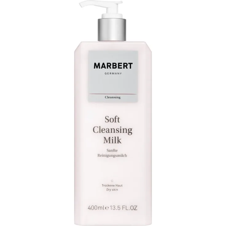 Marbert Soft Cleansing Milk 400 ml, für empfindliche und trockene Haut geeignet, mit Macadamia-Nuss-öl 