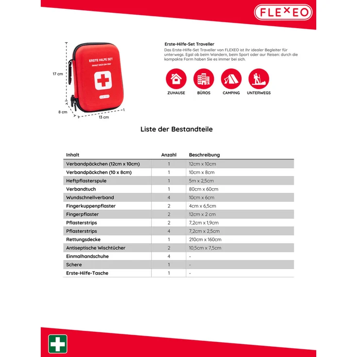 Flexeo Erste-Hilfe-Set Traveller im Nylon-Case, DIN-Norm 13167 (Motorrad), ideal für unterwegs – Bild 5