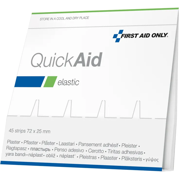 First Aid Only QuickAid Nachfüllpack mit Textilgewebepflaster (Elastisch), 1er Pack (1 x 45 Stück)