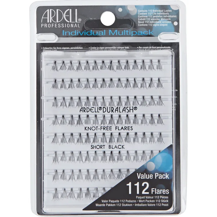 Ardell Multipack Knot-Free Individuals Short Black, 25 g Eye-lashes Einzelwimpern, (ohne Kleber).Wiederverwendbare natürlich schwarze künstliche Echthaar Wimpern