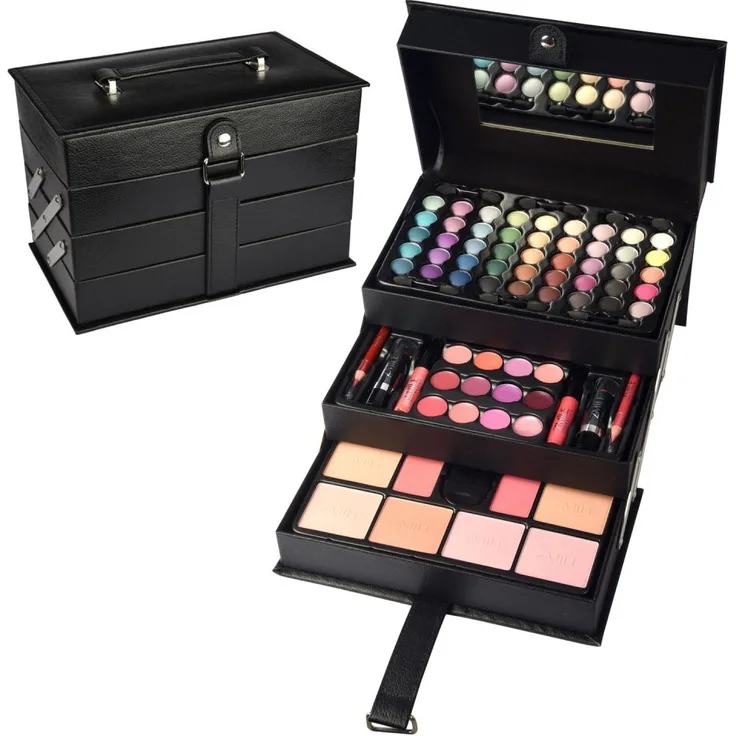 Zmile Cosmetics Augen Make-up Beauty Case in Leder-Optik 82-teilig, Farbe: schwarz