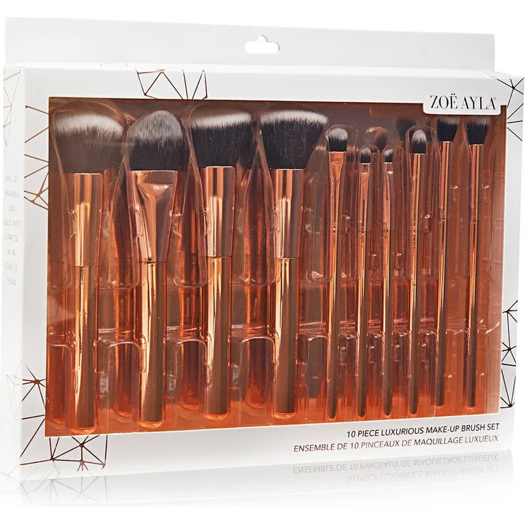 zoeayla Zoë Ayla Make up Pinselset 10 St. Rosegold Pinsel-Set, Foundation, Lippenstift, Rouge, geeignet für Foundation, Lippenstift, Rouge, Dekorative Kosmetik Make-up Accessoires