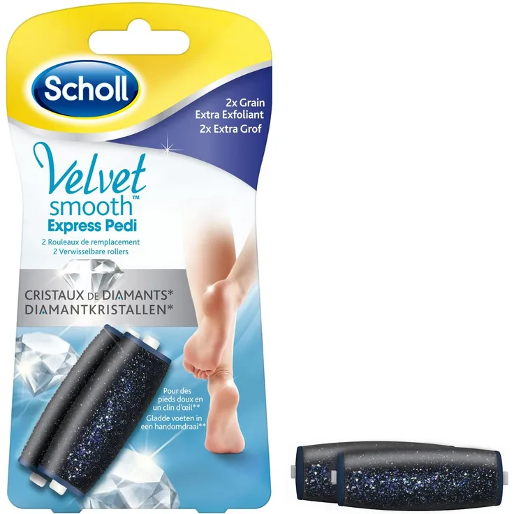 Scholl Velvet Smooth Express Pedi Crystal Diamonds Peeling 2er-Pack, zur Behandlung von Hornhaut, Peeling-Effekt, einfache Anwendung
