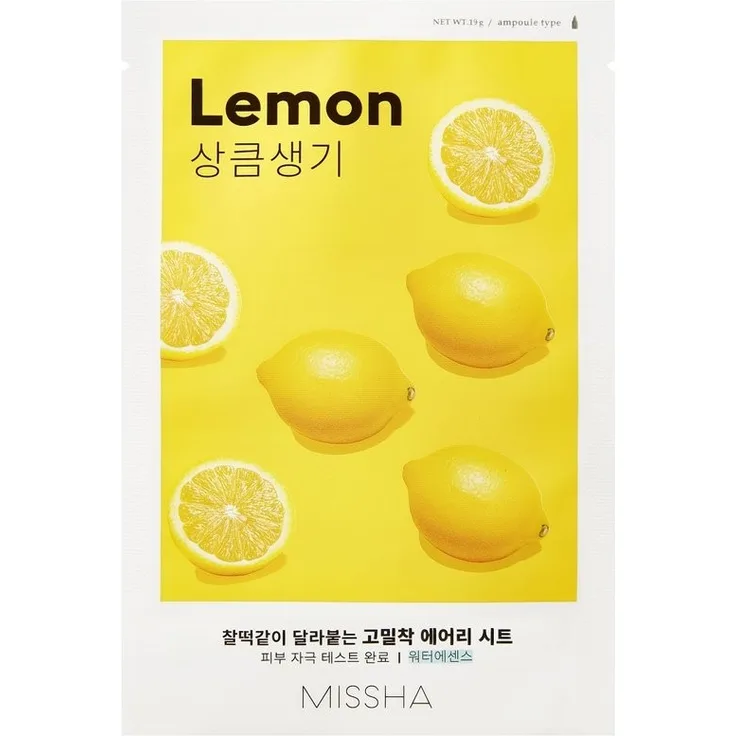 Missha Airy Fit Sheet Mask Limone Lemon Gesichtsmaske 1 Stück, für Damen und Herren