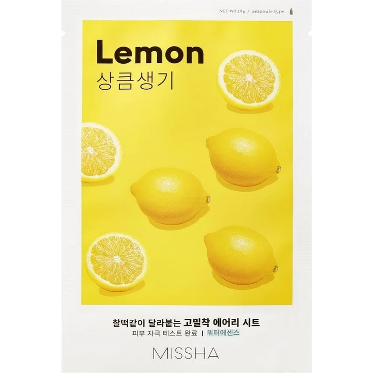 Missha Airy Fit Sheet Mask Limone Lemon Gesichtsmaske 1 Stück, für Damen und Herren – Bild 1
