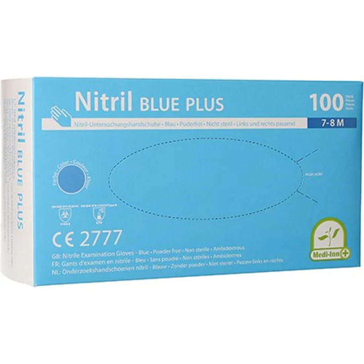 Medi-Inn 100 Handschuhe, Nitril puderfrei Blue Plus blau Größe M