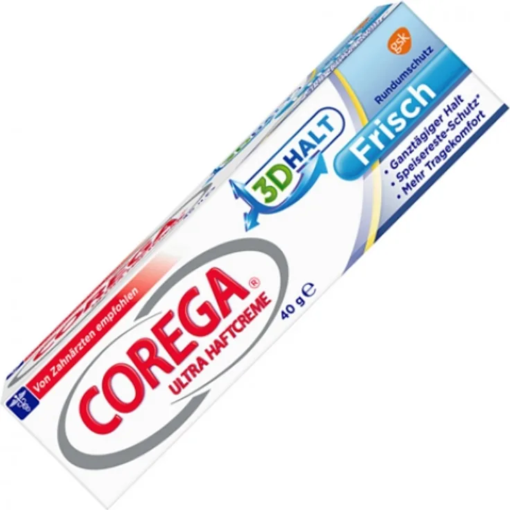 Corega Ultra Haftcreme frisch 40 ml, Ganztägiger Halt, Speisereste-Schutz