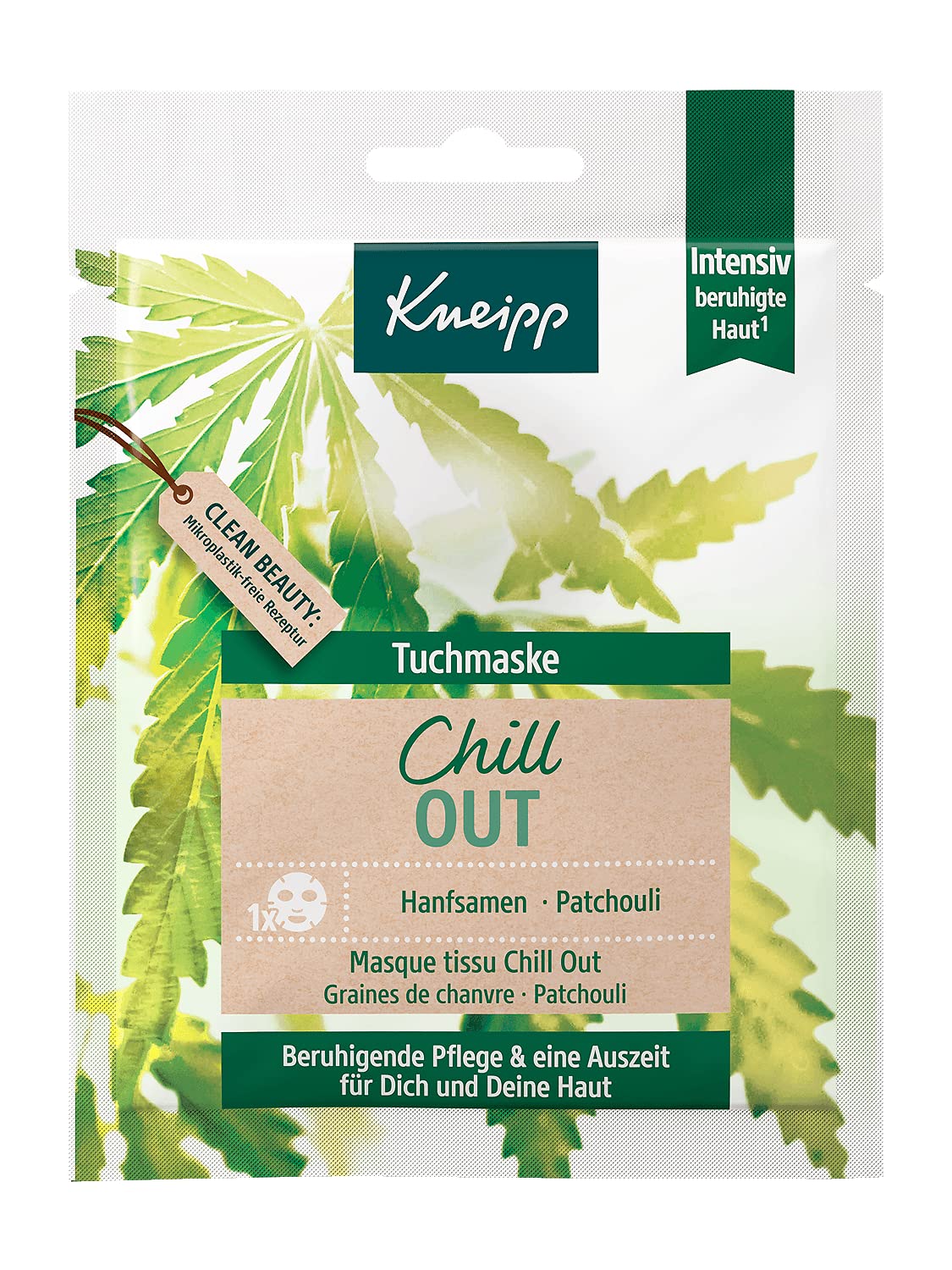 Kneipp Gesichtspflege Chill Out Tuchmaske - Hanfsamen & Patchouli Tuchmaske 1 Stück mit pflegender Wirkung