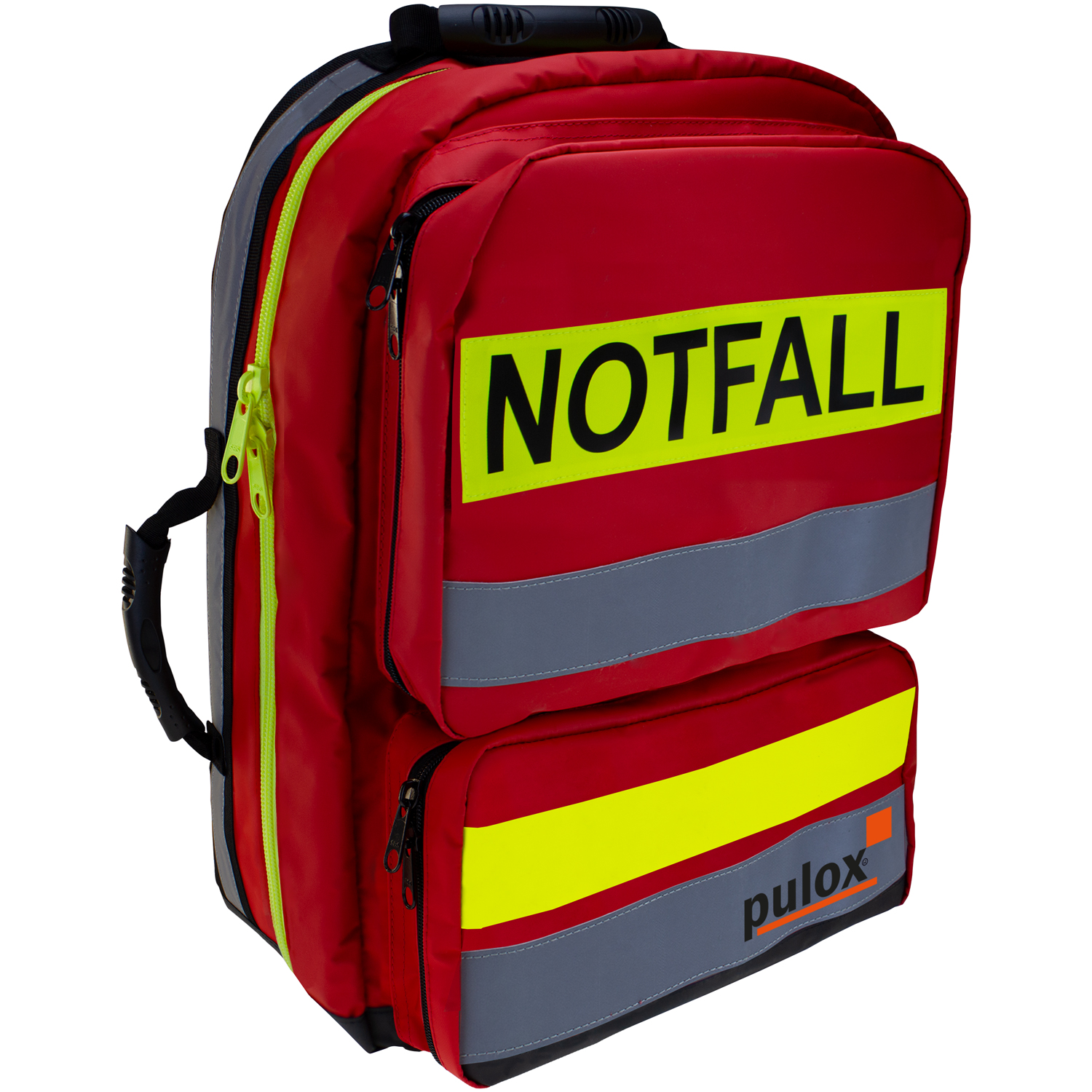 Pulox Erste HIlfe Rucksack, Notfallrucksack rot, aus Plane, mit Füllung Advance